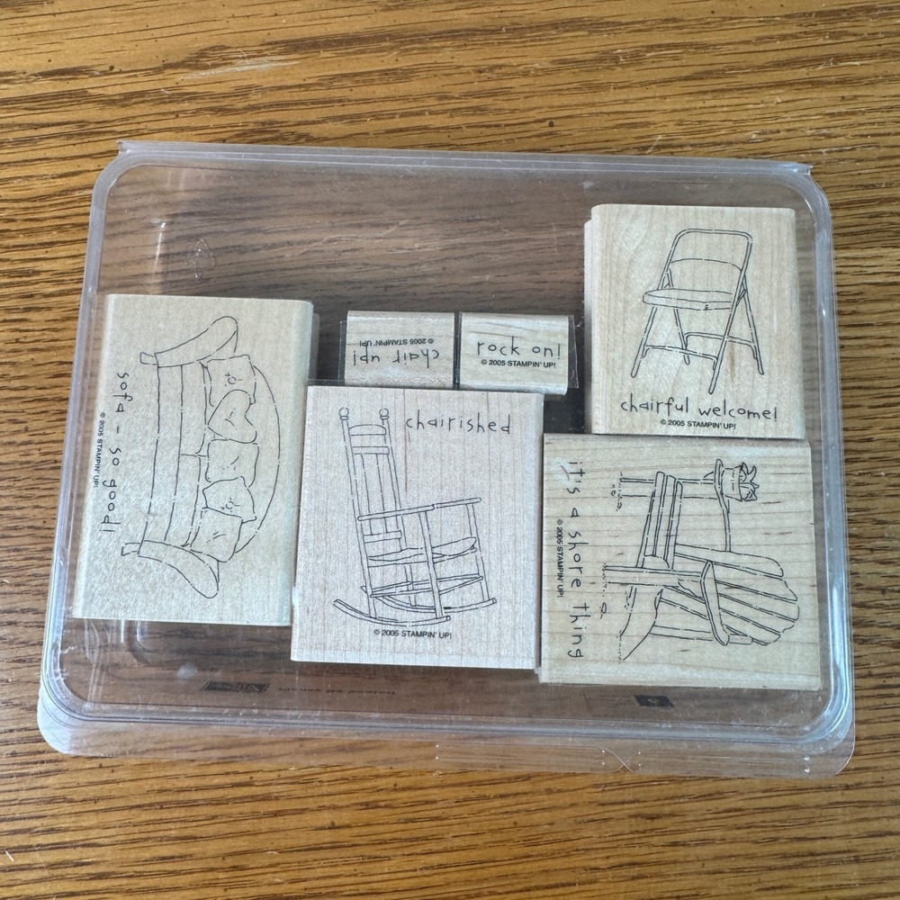 Stampin Up Please Be Seated Wood Mounted Rubber Stamp Set of 6 Furniture 2005